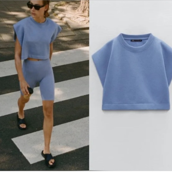 NWT ZARA ROUND NECK SWEATSHIRT WITH WIDE ARM OPENING - Picture 2 of 7